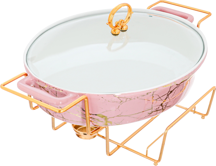 One More Porcelain Heater with Golden Stand, 43 cm, Oval - Pink Marble product image 5