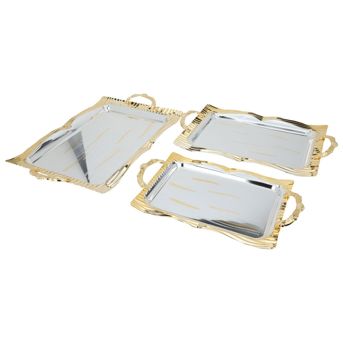 Al Saif Gallery steel topper set, 49×35×3 / 42×30×3 / 35×25×3 cm, rectangle, 3 pieces - silver product image 2