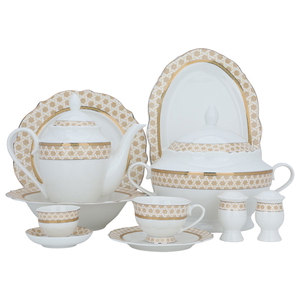 Al Saif Gallery porcelain dining set, round, 65 pieces - white product image