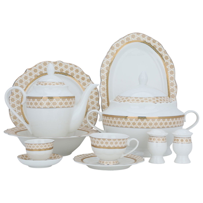 Al Saif Gallery porcelain dining set, round, 65 pieces - white product image 1