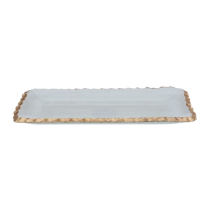 Al Saif Gallery glass sweet dish, 28x14x2 cm, rectangle, medium, gilded rim - clear product image