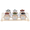 Al Saif Gallery glass spice jar set, with golden stand, 7 pieces - colored product image 1