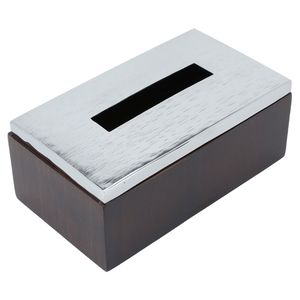 Al Saif Gallery wooden tissue box, with steel lid - brown product image