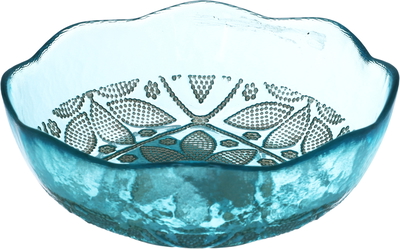 Al Saif Gallery glass serving bowl, 16 cm, golden pattern - turquoise product image 1