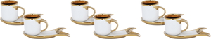 Al Saif Gallery Porcelain Coffee Cups And Saucers Set, 12 Pieces - Golden White product image