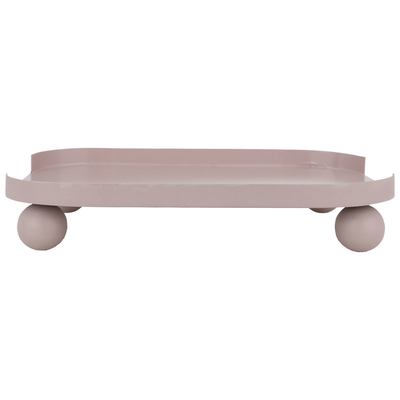 Steel serving plate with round legs, 30 x 20 x 6 cm, small - pink product image 1