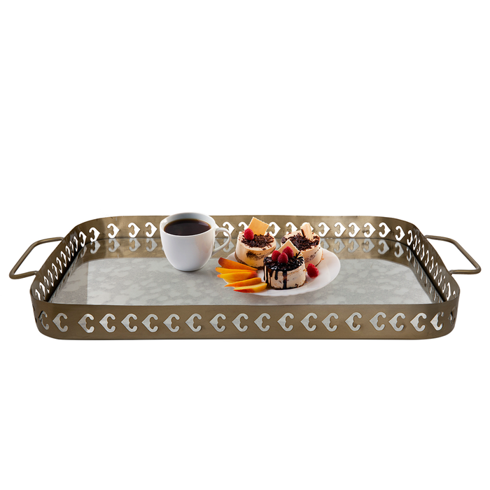 Al Saif Gallery Steel Serving Trays , 26 X 21 X 4 Cm - Gold product image 1