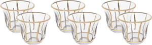 Al Saif Gallery Glass Coffee Cup Set, 6 Pieces, 90 Ml, Golden Pattern - Transparent product image