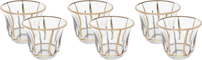 Al Saif Gallery Glass Coffee Cup Set, 6 Pieces, 90 Ml, Golden Pattern - Transparent product image 1