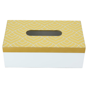 Al Saif Gallery wooden tissue box, with engraved lid - white product image