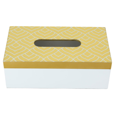 Al Saif Gallery wooden tissue box, with engraved lid - white product image 1