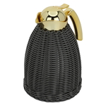 Al Saif Gallery plastic and wicker rattan thermos, 1 liter, with gold-dark gray handle product image 2