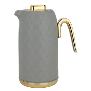 Timeless rattan plastic thermos from Al Saif Gallery, 1 liter, with gold-brown handle product image