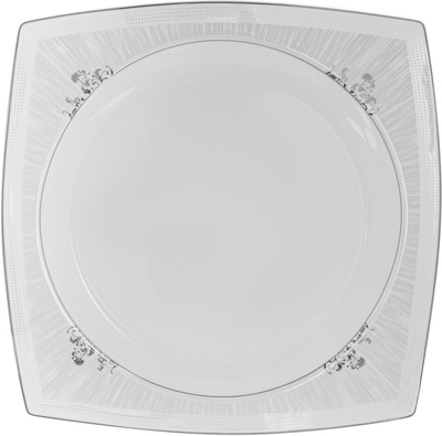 طقم سفرة بورسلان دانية، 77 قطعة، مربع، نقش فضي - أبيض product image 5