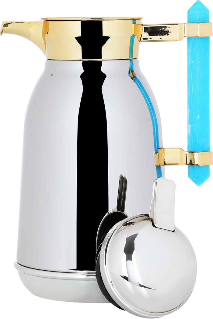 Al Saif Gallery Stainless Steel Thermos Set, 1/1 Liter, 2 Pieces - Silver Gold product image 4