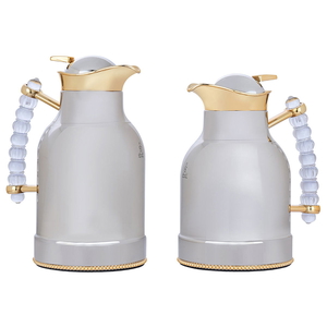 Al Saif Gallery Farida stainless steel thermos set, 2 pieces, 0.7 / 1 liter - golden silver product image