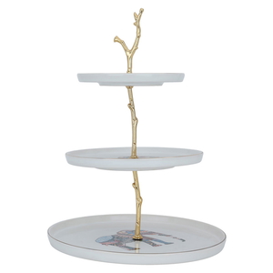 Al Saif Gallery porcelain serving stand, 3 levels, circular - colorful product image