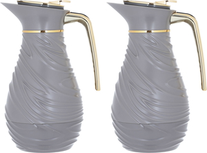 Al Saif Gallery Noor Plastic Thermos Set, 0.75/1L, 2 Pieces - Grey product image