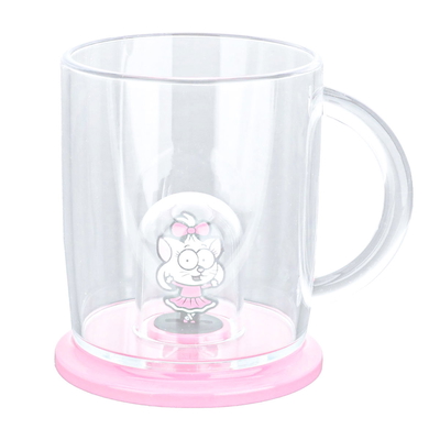 Al Saif Gallery acrylic children's cup, 250 ml, Turkish, pink base, cartoon pattern - transparent product image 1
