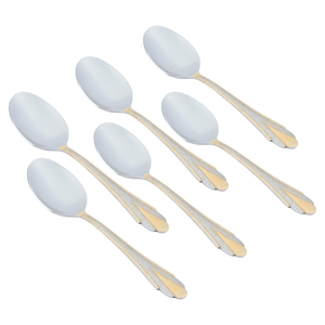 Al Saif Gallery Steel Spoons, 6 Pieces - Gold Engraved product image