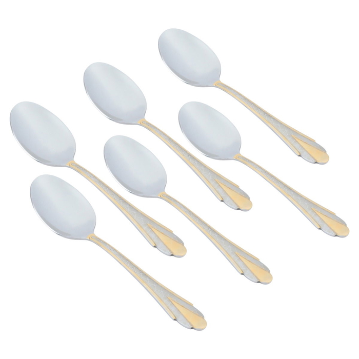 Al Saif Gallery Steel Spoons, 6 Pieces - Gold Engraved product image 1