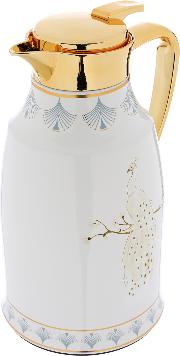 Al Saif Gallery Steel Peacock Thermos Set, Golden Peacock Pattern, 2 Pieces - Pearl product image 5