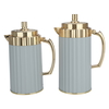 Al Saif Gallery Plastic EVA Thermos Set, 1-0.7 Liter, Golden Handle, 2 Pieces - Light Gray product image 1