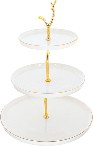 Al Saif Gallery Porcelain Dessert Serving Stand, 3 Levels - White product image