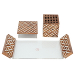 Saif Gallery Wood Incense Burner Set, Pearl Pattern, 3 Pieces - Brown product image 3