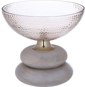 Al Saif Gallery glass dessert stand, 20 x 19 x 20 cm, with base - transparent brown product image