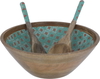 Al Saif Gallery wooden serving bowl, 4.5 x 12 cm, with lid, light green pattern, with spoons, 4 pieces - brown product image 3