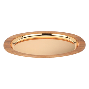 Tofaria Steel Al Saif Gallery, 55x32x4 cm, oval, with wooden edge, large - gold product image