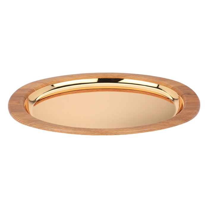 Tofaria Steel Al Saif Gallery, 55x32x4 cm, oval, with wooden edge, large - gold product image 2