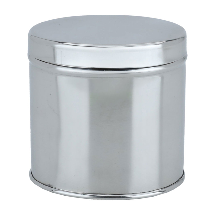 Al Saif Gallery oval steel box, 9.5 cm, with lid - silver product image 1