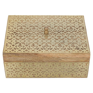 Al Saif Gallery Wooden Box, 20X15X8.6 Cm - Gold product image