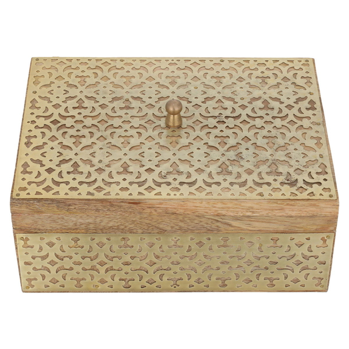 Al Saif Gallery Wooden Box, 20X15X8.6 Cm - Gold product image 1