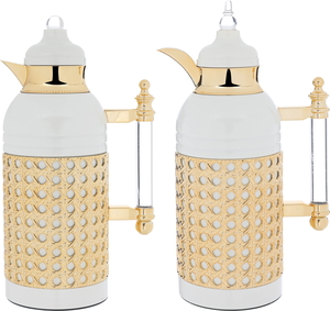 Al Saif Gallery Sarah Steel Thermos Set, 1/1 Liter, 2 Pieces - Pearl Gold product image