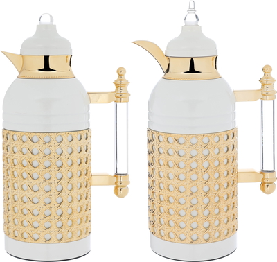 Al Saif Gallery Sarah Steel Thermos Set, 1/1 Liter, 2 Pieces - Pearl Gold product image 1