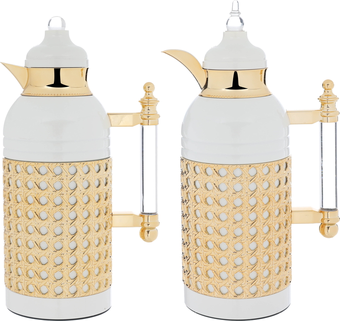 Al Saif Gallery Sarah Steel Thermos Set, 1/1 Liter, 2 Pieces - Pearl Gold product image 1