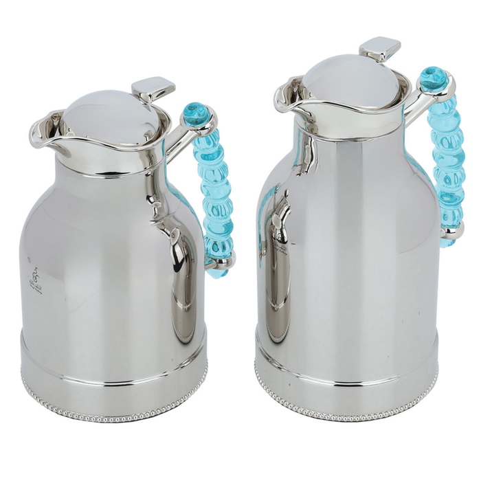 Al Saif Gallery Farida stainless steel thermos set, two pieces, 0.7 / 1 liter - silver product image 2