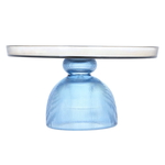 Glass dessert serving stand with Al Saif Gallery base, 31.8 x 31.8 x 17 cm - brown/blue product image 1