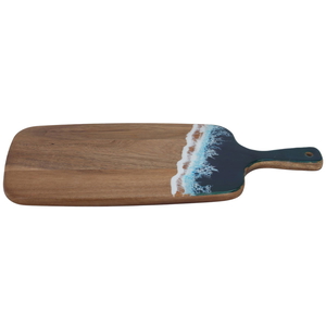 Al Saif Gallery Wooden Sweet Serving Board, 1.5 x 18 x 43.2 cm, Sea Wave Pattern Rectangle, Handle - Brown product image