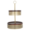 Steel Al Saif Gallery serving stand, two levels, circular - wooden product image 1