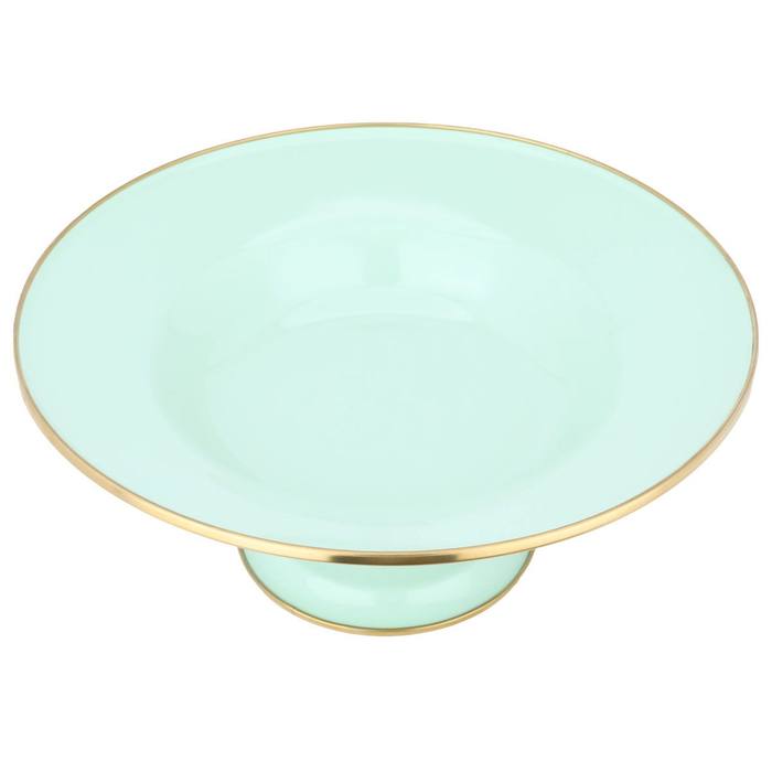 Al Saif Gallery steel serving plate, 30 cm, with base - light green product image 1