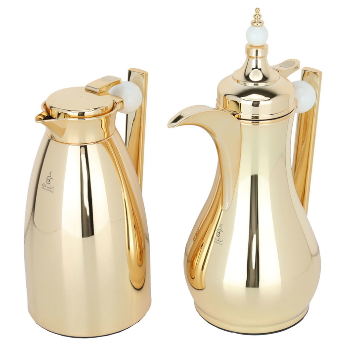 Al Saif Gallery Alaa stainless steel thermos set, two pieces, 1/1 liter - gold product image 2