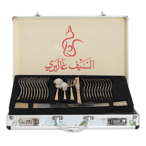 Al Saif Gallery steel spoon set with aluminum case, 72 pieces, gilded - silver product image