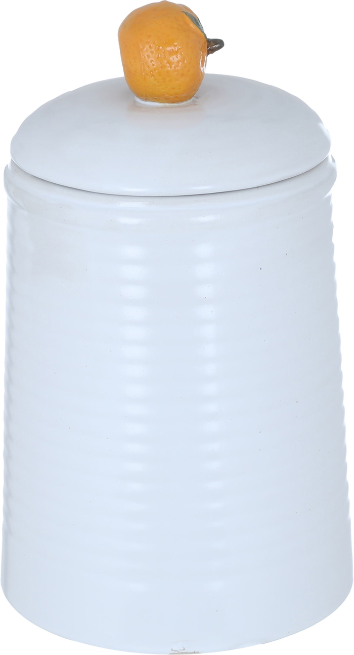 Al Saif Gallery porcelain spice jar, 14.6 x 14.6 x 24.2 cm, orange lid, large - white product image 1