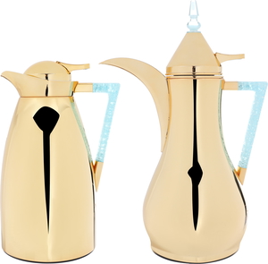 Al Saif Gallery Steel Thermos Set (Maha), 1 liter, 2 pieces - Gold product image