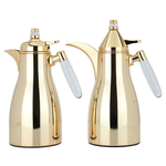 Al Saif Gallery Maimouna Steel Thermos Set, 2 Pieces, 1/1 Liter - Gold product image 1