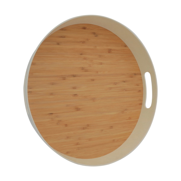 Tofaria Saif Gallery wooden serving tray, 15 inches, round - wooden product image 1